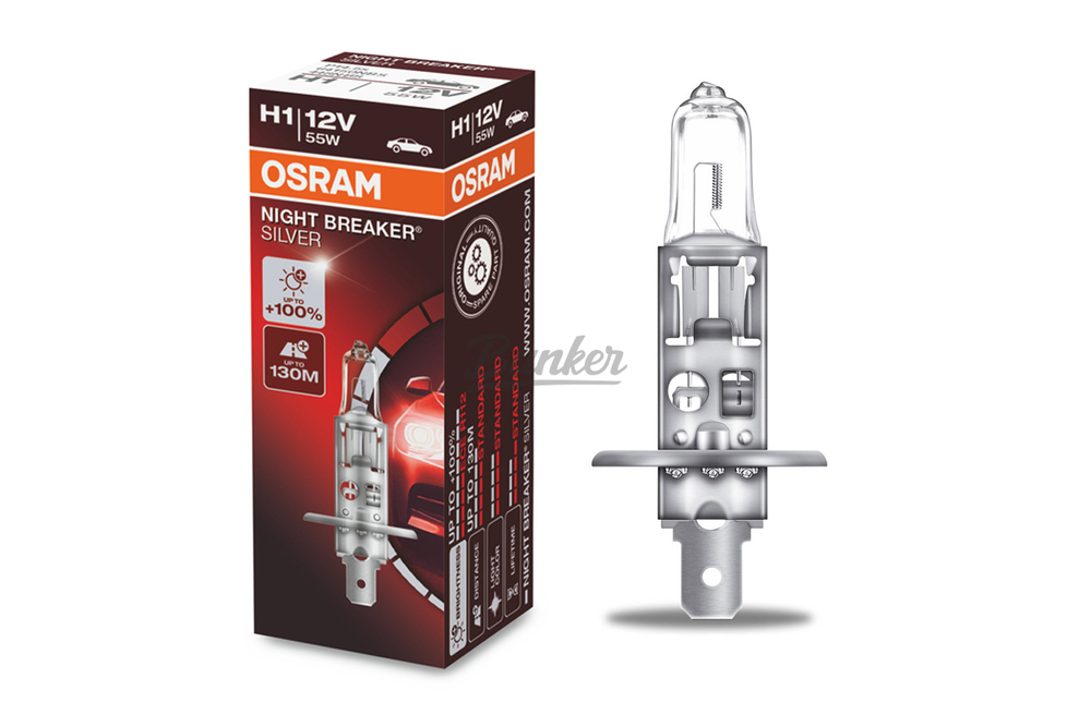 Лампа H1 12V 55W P14.5s NIGHT BREAKER SILVER +100% больше света 1 шт.