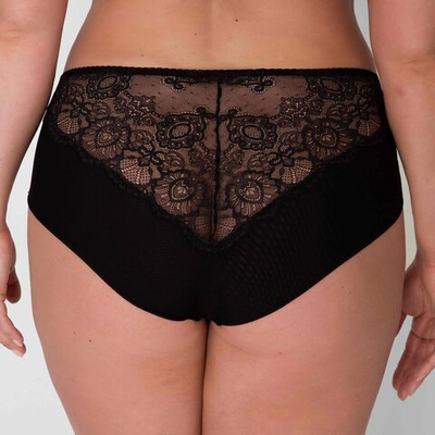 Женские трусики-слипы из гипюра с цветочным рисунком (Размер: L) (Цвет: черный)