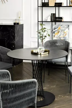 "Диего" обеденная группа на 4 персоны со стульями "Бордо" плетения колос, столешница "серый гранит"