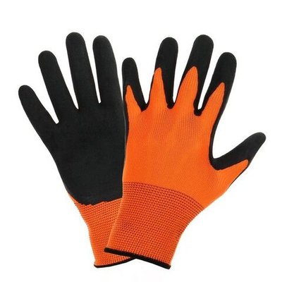 Черно-оранжевые нейлоновые перчатки с латексным полуобливом (размер 10) (Цвет: черный с оранжевым)