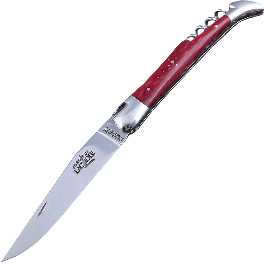 Нож складной 12см Forge de Laguiole Fiber лезвие и штопор, бордовый