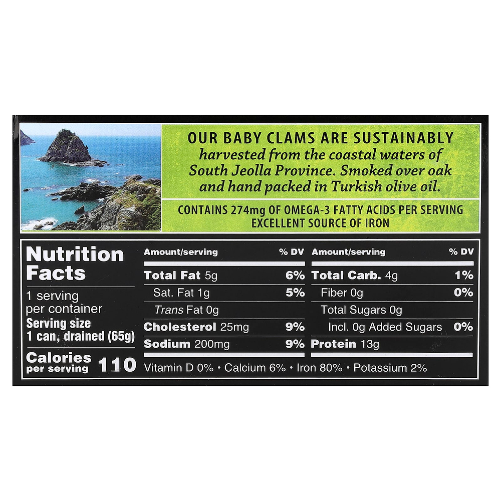 Crown Prince Natural, Копченые моллюски, в оливковом масле, 85 г (3 унции)