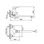 Смеситель для ванны и раковины 40к F2228 FRAP див. в корпусе (L-излив, хром, латунь)