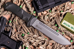 Нож Kizlyar Supreme DOMINUS AUS-8 SW BKH Camo (StoneWash, Black Kraton Handle, Camo MOLLE Sheath)