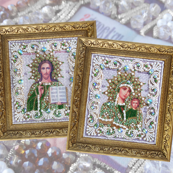 ЖС-ВЧ-ЗЗ Комплект наборов для вышивания Венчальная пара (зеленый, золотой)