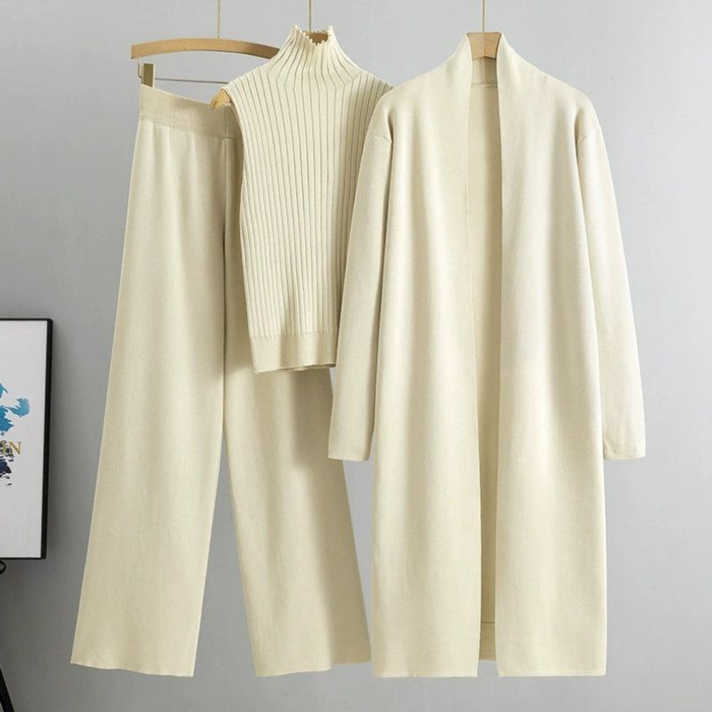 Женский комплект-тройка: кардиган, топ и брюки