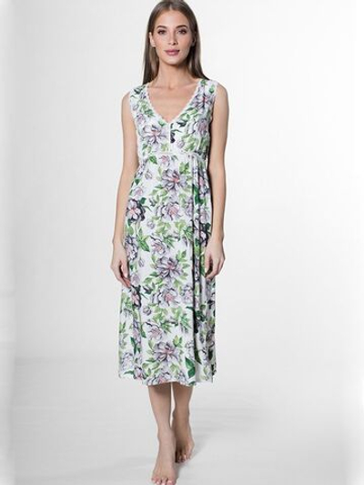 Платье с завышенной талией с цветочным принтом (Размер: XL) (Цвет: разноцветный)