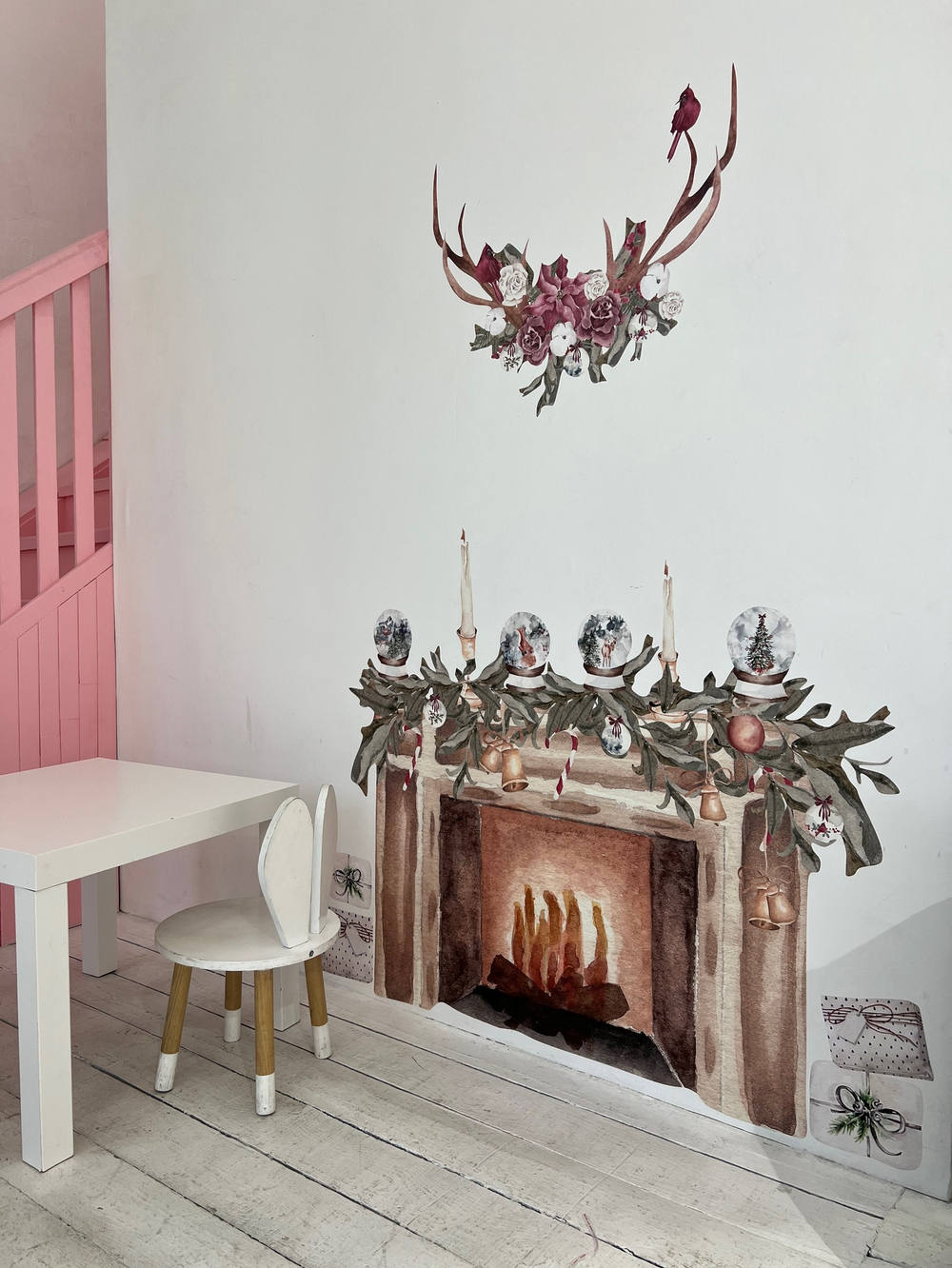 Интерьерные наклейки для стен НОВОГОДНИЙ КАМИН