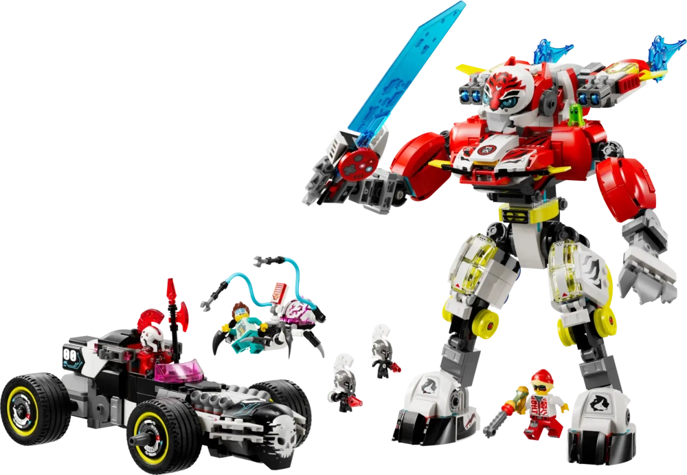Конструктор LEGO DREAMZzz 71497 Робот-тигр Купера и Hot Rod машина Зеро
