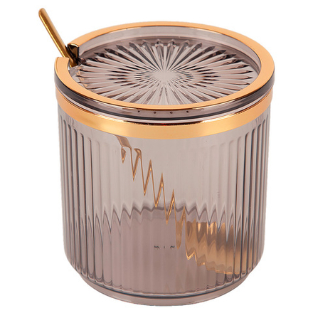 Банка для сыпучих продуктов с ложкой (серая) h=8,8см,v=400мл (акрил,нержавеющая сталь) (индивидуаль