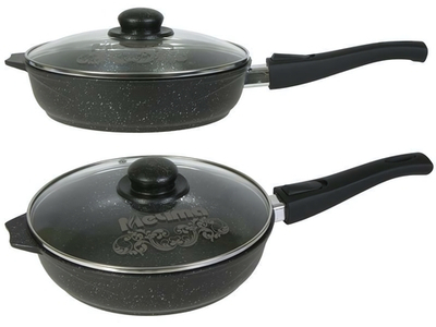 Сковорода 26см Гранит star со съемной ручкой и стеклянной крышкой