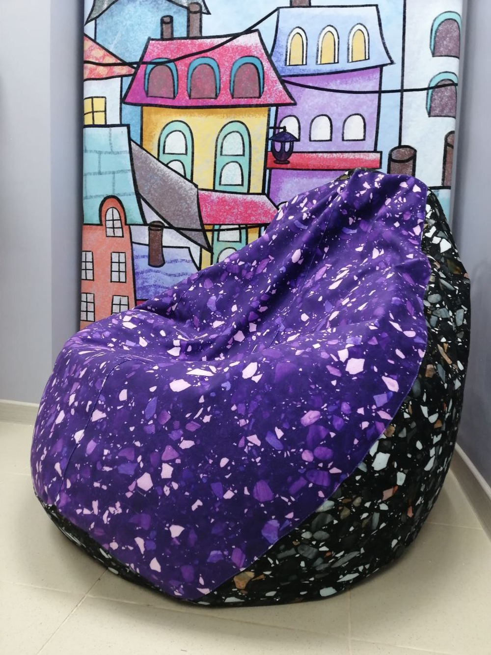 Кресло груша Терраццо фиолетовое