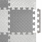 Коврик-пазл напольный 1,2х1,2 м, 16 шт., 30х30 см, толщина 1 см, серый, светло-серый, ЮНЛАНДИЯ, 664811