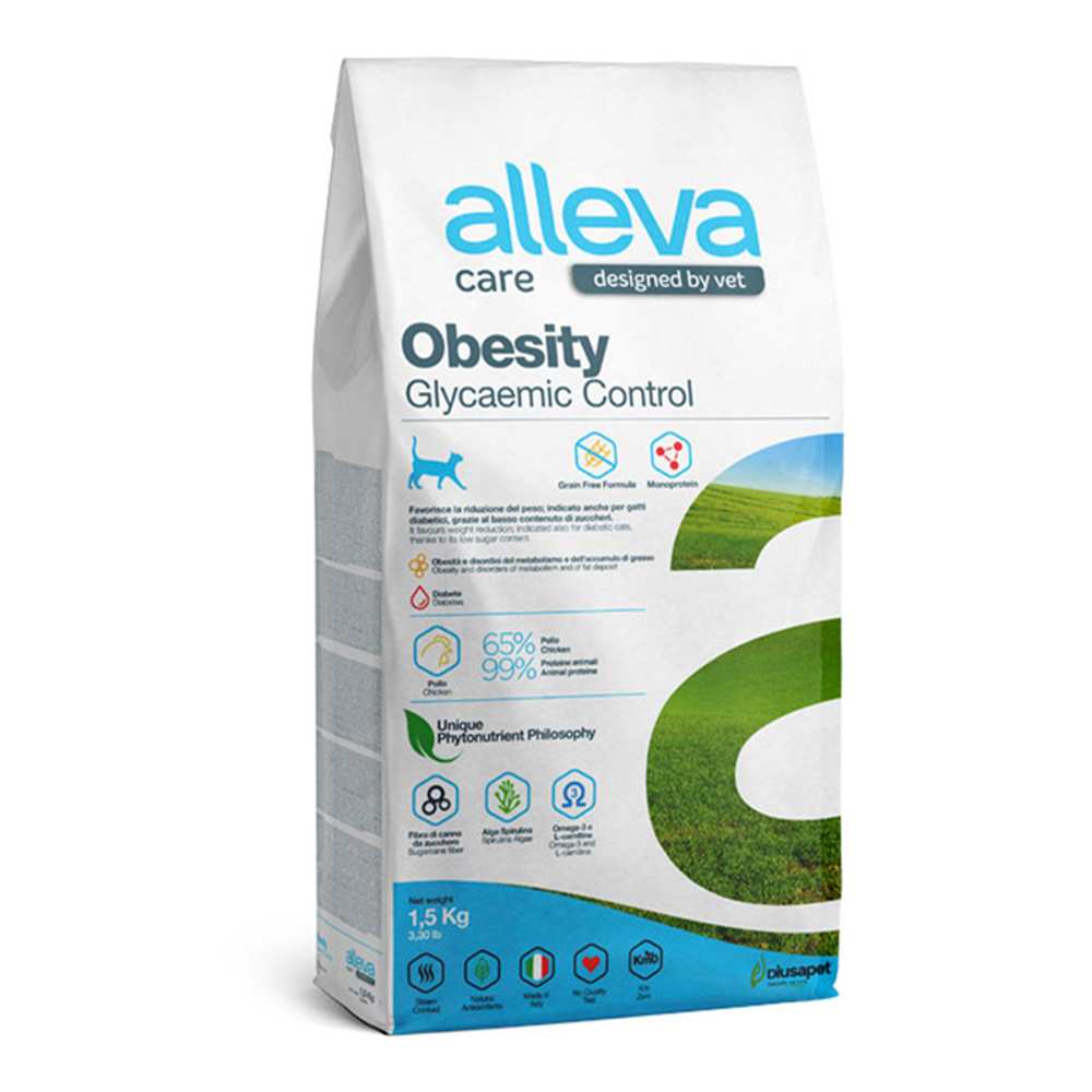 Диетический полнорационный корм Alleva Care Obesity, для кошек с сахарным диабетом, 1.5 кг