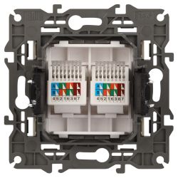 14-3108-02 ЭРА Розетка 2хRJ45, IP20, сл.кость