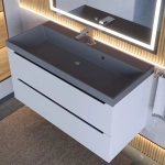 Тумба с раковиной для ванной Uperwood Tanos-Classic Quartz 100 см, белая графит/бетон