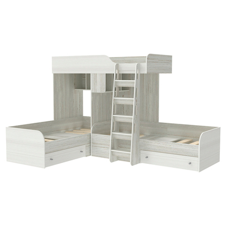 Кровать-чердак КарИВи Трио Винтерберг Белое Дерево