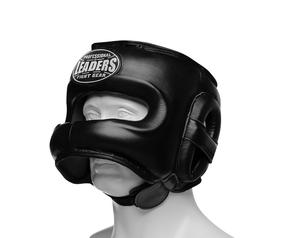 Шлем боксерский LEADERS LS FULL LEATHER с бамперной защитой BK ( кожа, черный)