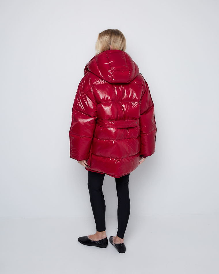 Пуховик со съемным капюшоном из нейлона Монклер вишня