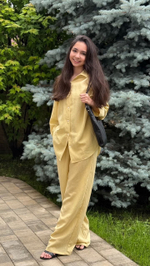Льняной костюм с брюками