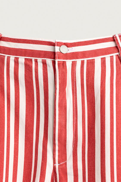 ZARA ШОРТЫ WIDE FIT В ПОЛОСКУ, КРАСНЫЙ