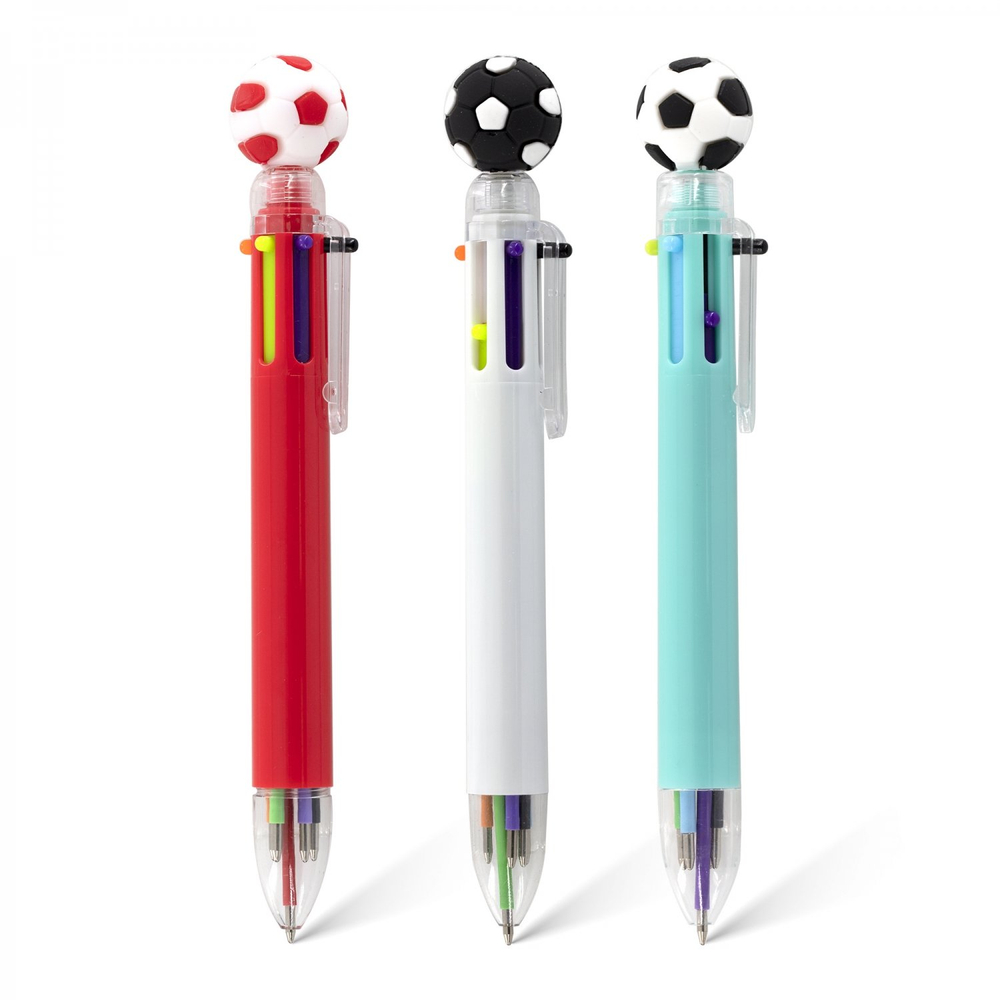 Ручка шариковая Alingar, "Футбол", 0,7 мм, 6 цветов, автоматическая, круглый, цветной, пластиковый корпус, карт. уп.