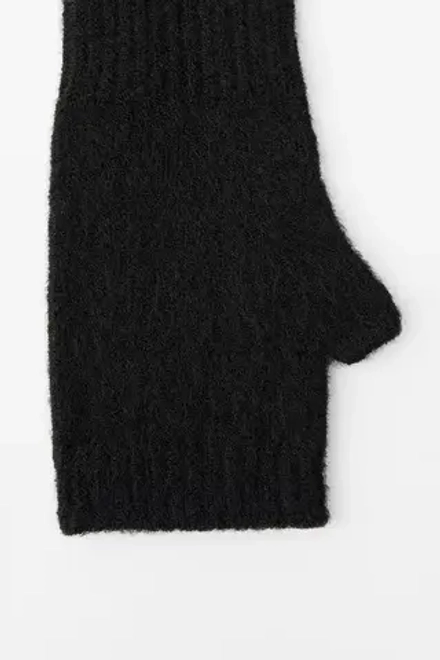 ZARA МИТЕНКИ ИЗ РИФЛЕНОГО ТРИКОТАЖА, ЧЕРНЫЙ