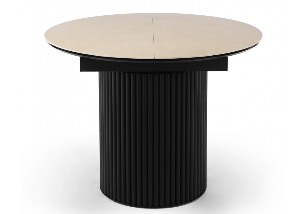 Керамический стол Woodville Стивен 100(140) okara light yellow, черный