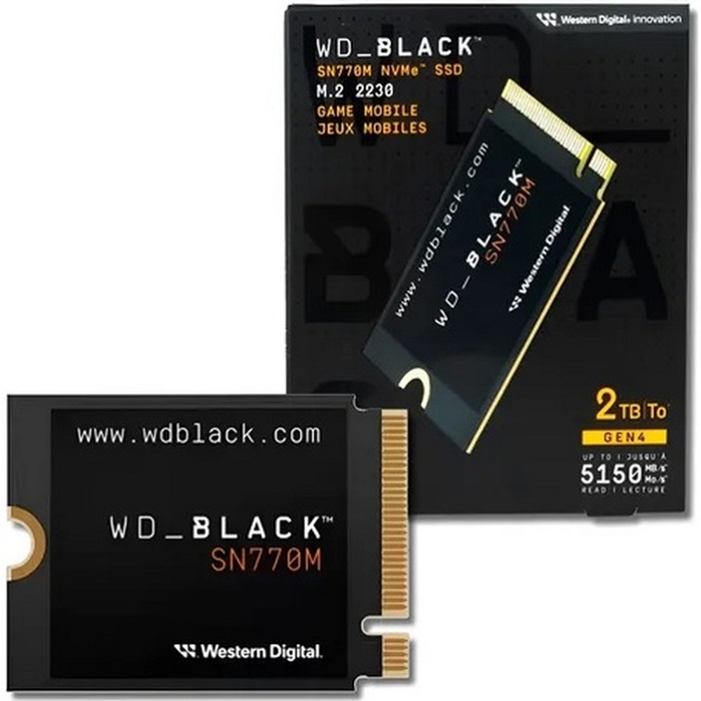 Жесткий диск SSD M.2 2Tb Western Digital WD Black SN770M, 5150/4850MBs, 3D NAND, 2230, PCI-E4.0x4 (WDBDNH0020BBK-WRSN)