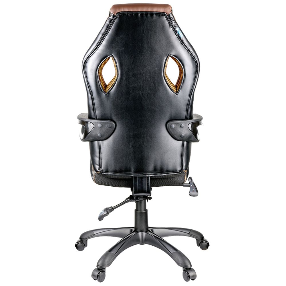 Кресло игровое Helmi HL-S03 "Drift", экокожа черная/коричневая, вставка ткань оранжевая