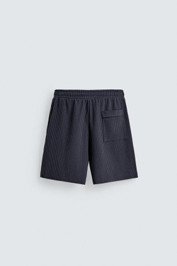 ZARA ШОРТЫ-ДЖОГГЕРЫ ИЗ РЕЛЬЕФНОЙ ТКАНИ, СИНИЙ