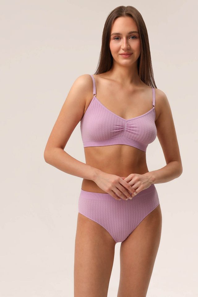 Трусы-слип с плетением цепочка сиреневого цвета