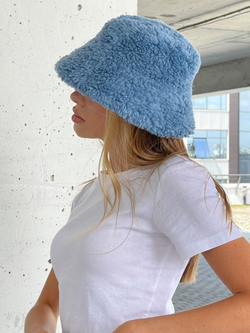 Премиальная Панама теплая из шерсти, синяя, SilverFox