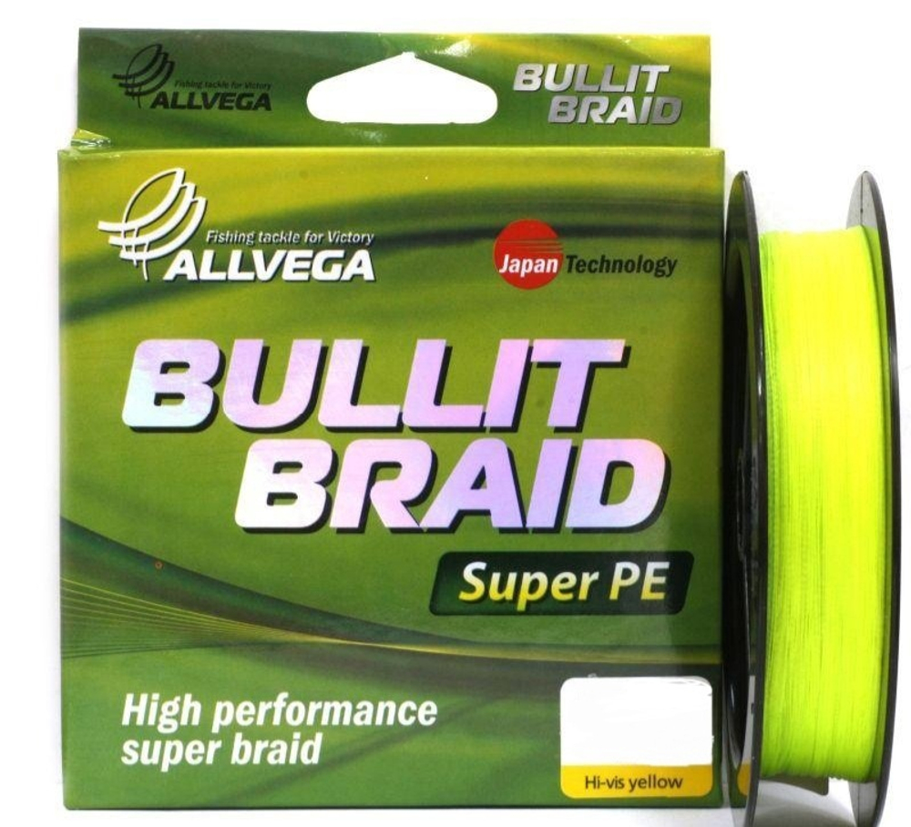 Леска плет. ALLVEGA Bullit Braid hi-vis yellow 0.08 92м