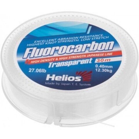 Рыболовная леска флюорокарбон Helios Fluorocarbon 0,40мм 30м Transparent HS-FCT 40/30