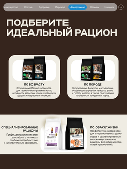 Корм сухой для взрослых кошек породы Русская голубая, с лососем, 2 кг, QUATTRO