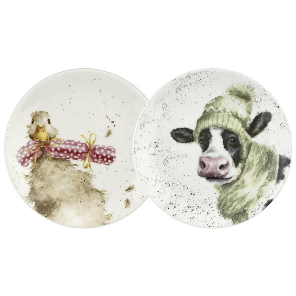 Набор тарелок пирожковых 2шт 16.5см Забавная фауна Утка и Корова Royal Worcester