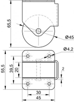 Колесо для мебели Трабл Шутер с диаметром 45 мм высота  конструкции 65,5мм/2 шт