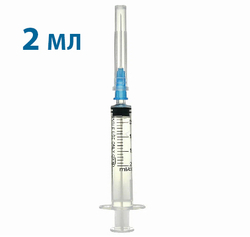Шприц одноразовый трехкомпонентный с надетой иглой SFM