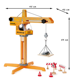 Детская деревянная игрушка Большой подъемный кран, серия "Строитель"