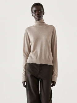 Massimo Dutti Свитер с высоким воротником, кротово-коричневый