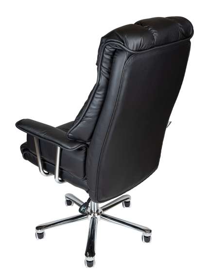 Кресло офисное Норден / Президент / сталь + хром / черная  экокожа