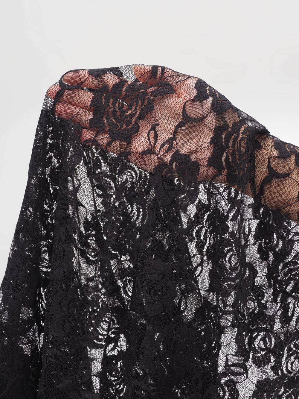 Гипюр эластичный тонкий черный ширина 150 см