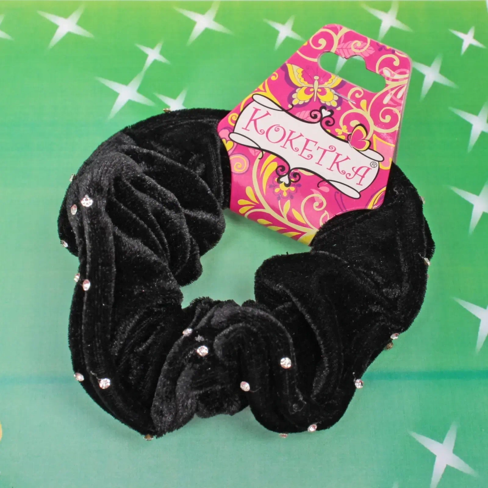 Резинка для волос 1шт «Кокетка - Your Radiance», цвет черный, парные стразы, d-12см ●
