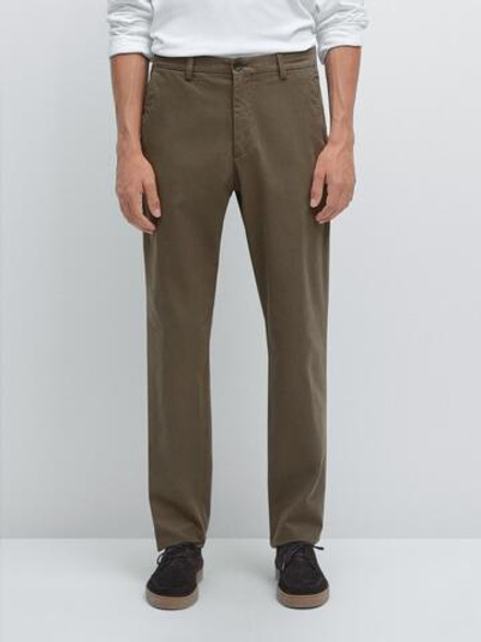 Massimo Dutti Облегающие текстурированные брюки, серо-зеленый
