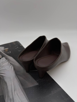 Мюли на каблуке женские экокожа арт. 416-4 цвет"коричневый"