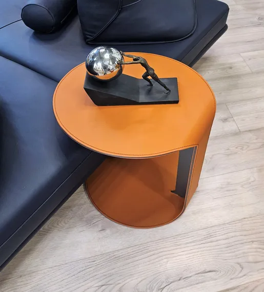 Журнальный столик 4500, металл, коричневая экокожа