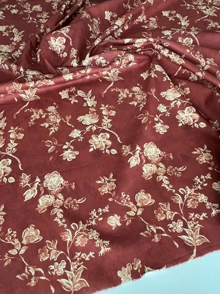 ЦВЕТЫ НА РАЗМЫТОМ ВИШНЕВОМ ФОНЕ - 100% хлопок 5