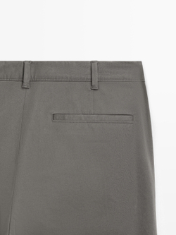 Massimo Dutti Зауженные брюки из смесовой хлопковой ткани, серый