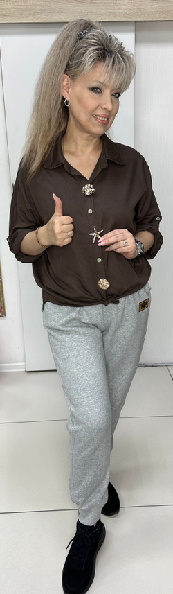 Шоколадного цвета коттоновая рубашка